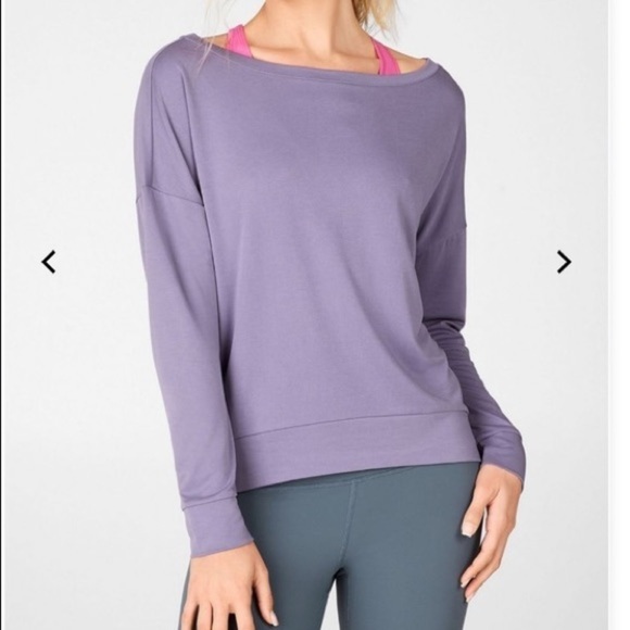 Fabletics Betty Dove Pull Over Long Sleeve Top,Purple,Size L - Picture 1 of 13